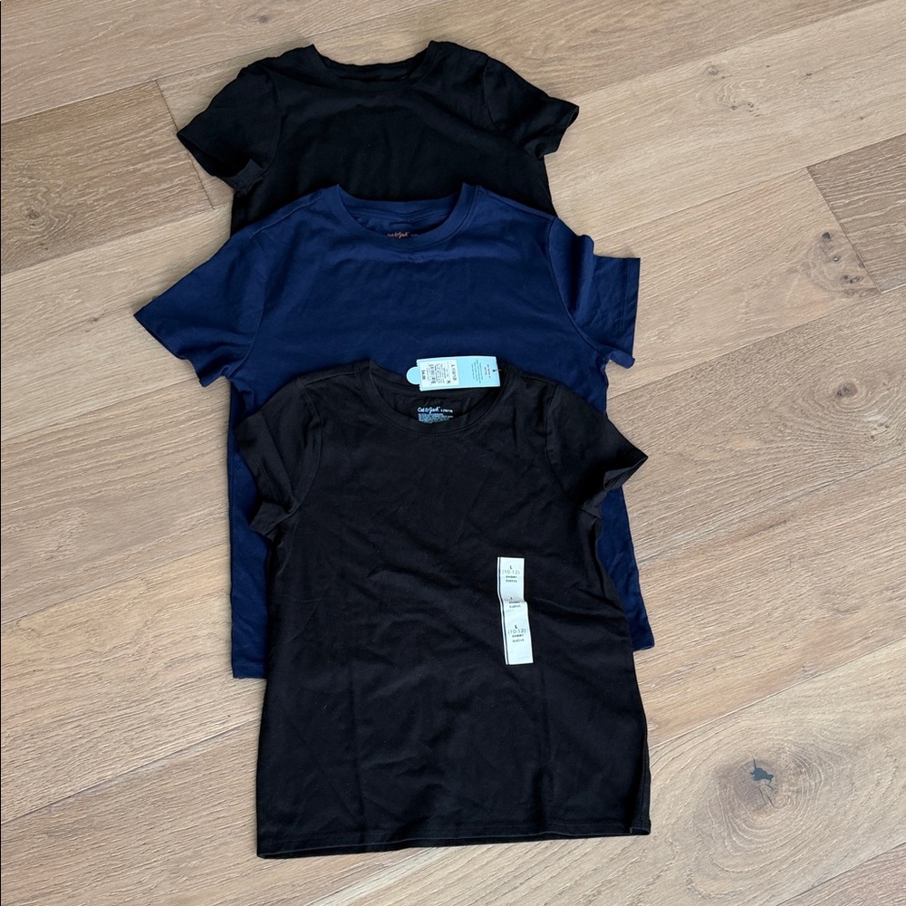 Cat & Jack 3-Pack Short Sleeve Tees - Black & Navy